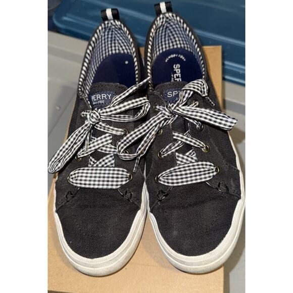 Women's Crest Vibe Gingham Black Sperry Top-Sider Memory Foam Sneaker Size 8.5 - Picture 2 of 11